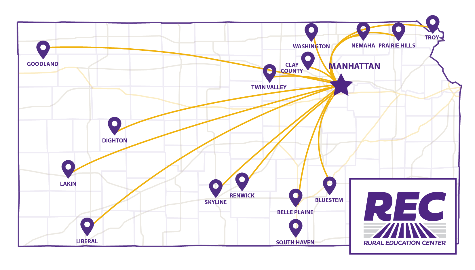 Rural Professional Development School Network   Rec Kansas Map 3 01 